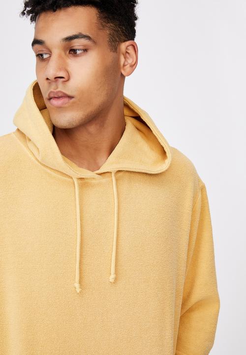 Factorie - Reverse fleece hoodie - washed chalk yellow