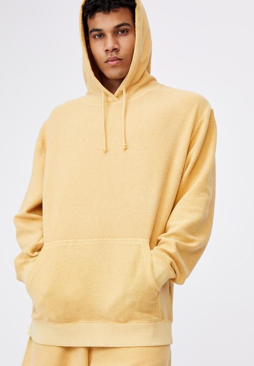 Factorie - Reverse fleece hoodie - washed chalk yellow
