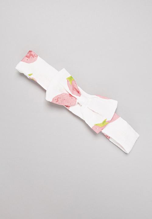 Pop Candy - Girls strawberry playsuit & headband set - white & pink 