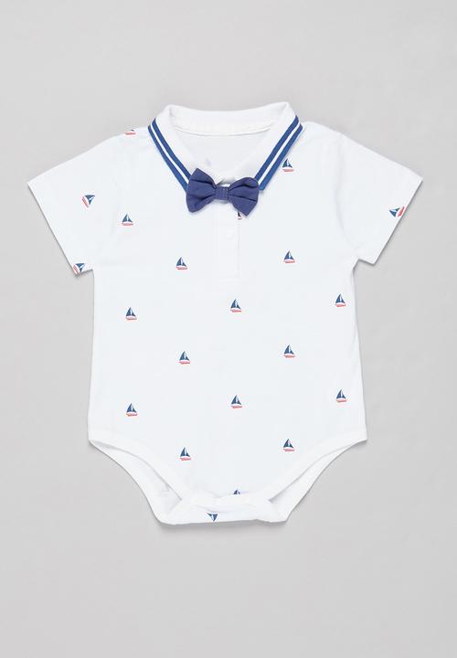 Pop Candy - Shorts with braces & tee set - navy & white 