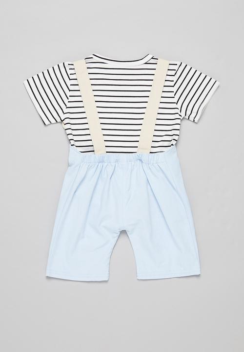 Pop Candy - Boys tee & dungaree set - blue