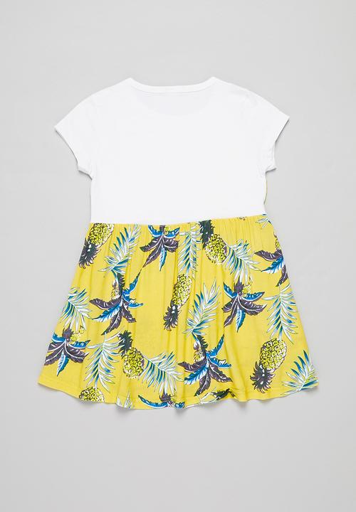 Pop Candy - Floral dress & tee set - yellow & white
