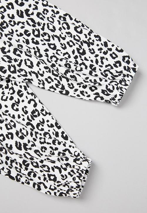 Pop Candy - Girls animal print pants - black & white
