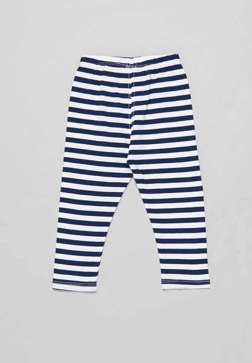 Pop Candy - Girls stripe legging - navy & white