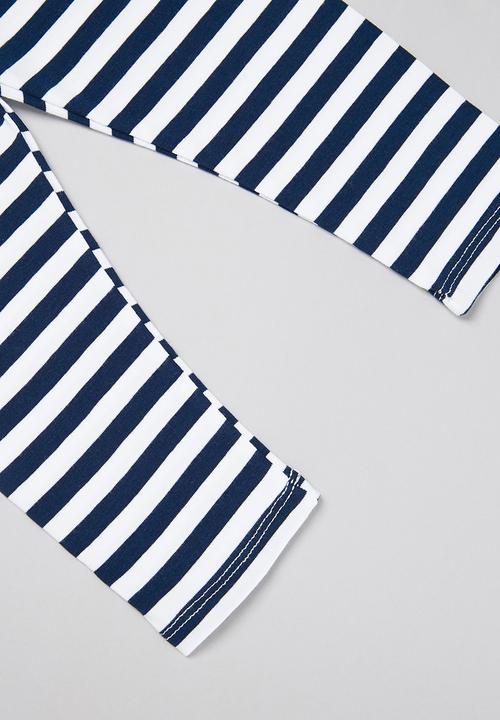 Pop Candy - Girls stripe legging - navy & white