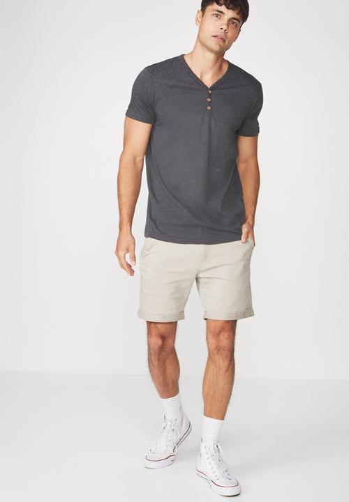 Cotton On - Essential henley - charcoal marle
