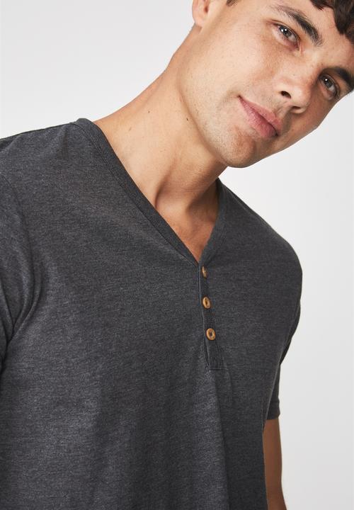 Cotton On - Essential henley - charcoal marle