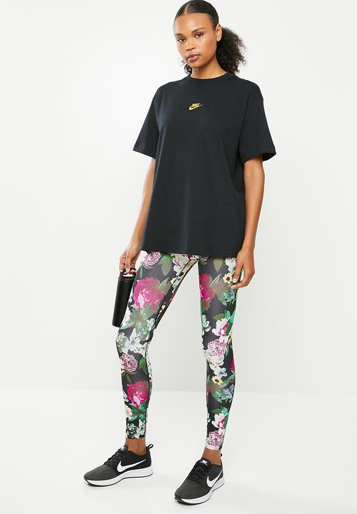Nike - One 7/8 tights femme - black/metallic silver