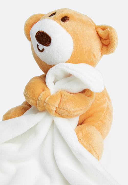 Pop Candy - Baby blanket and bear toy- white & brown 