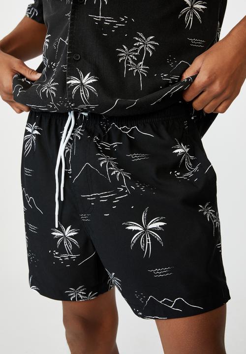 Factorie - Resort short - black hawaii