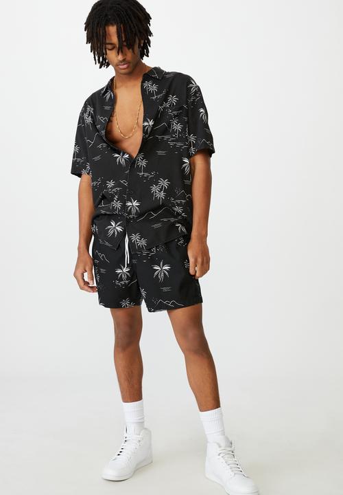 Factorie - Resort short - black hawaii