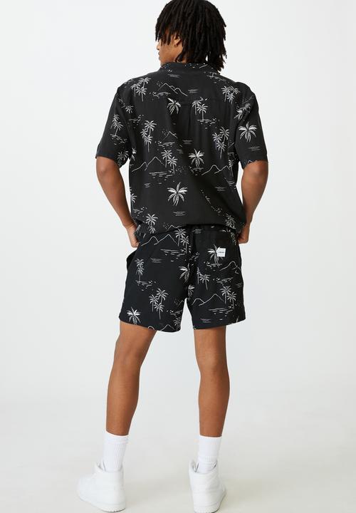 Factorie - Resort short - black hawaii