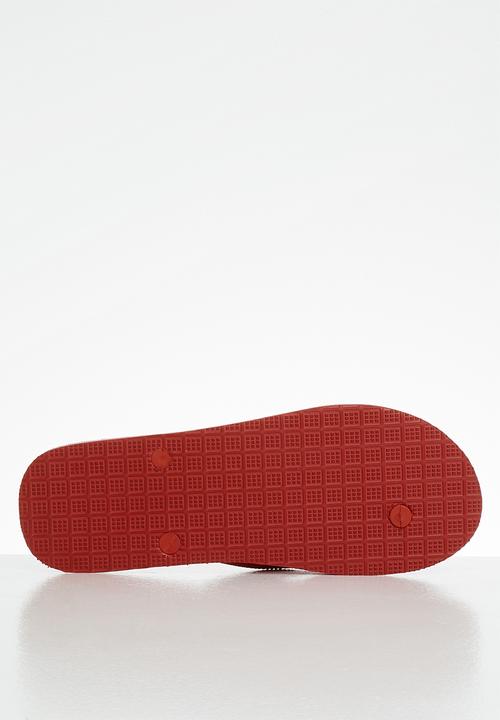 Aca Joe - Printed slip slops - red