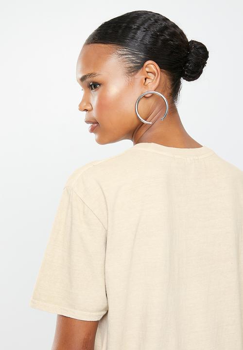 Missguided - Wisconsin graphic short sleeve oversized T-shirt - beige