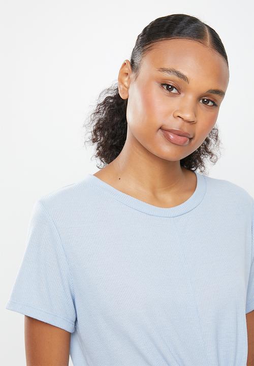 Cotton On - Tie up rib T-shirt - baltic blue