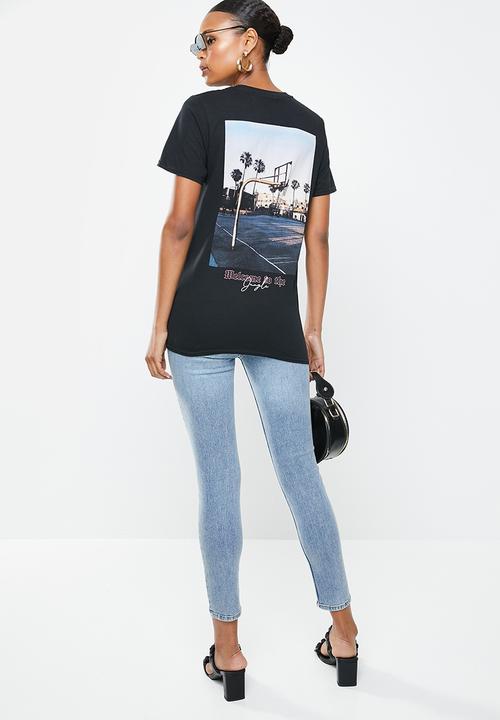 Missguided - Welcome to the jungle back graphic tee - grey