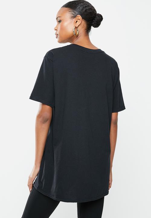 Missguided - Shooting hoops graphic short sleeve oversized tee - black