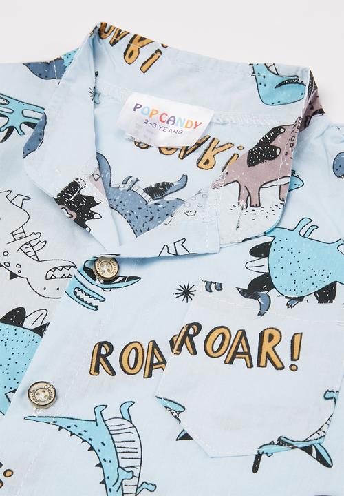 Pop Candy - Boys printed shirt & shorts set - blue & navy