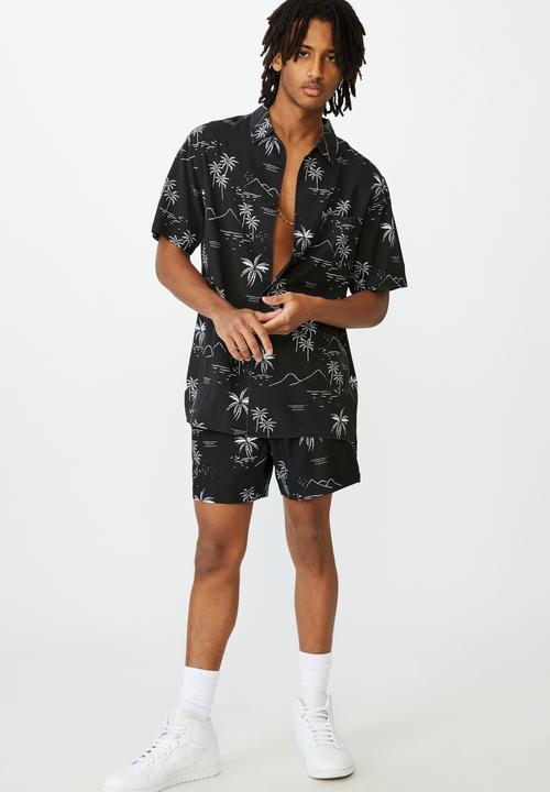 Factorie - Resort shirt - black hawaii