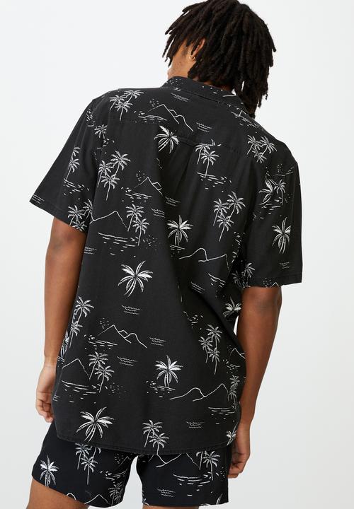 Factorie - Resort shirt - black hawaii
