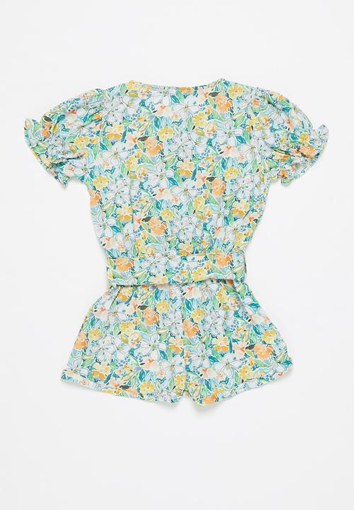 Sticky Fudge - Girls floral playsuit - multi