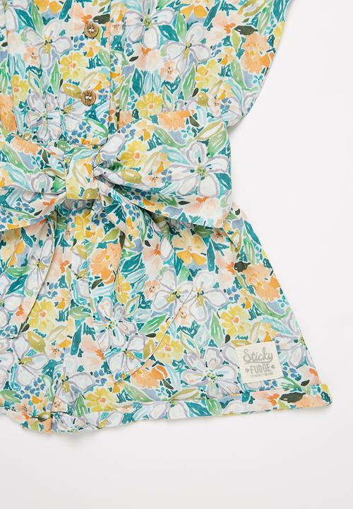 Sticky Fudge - Girls floral playsuit - multi