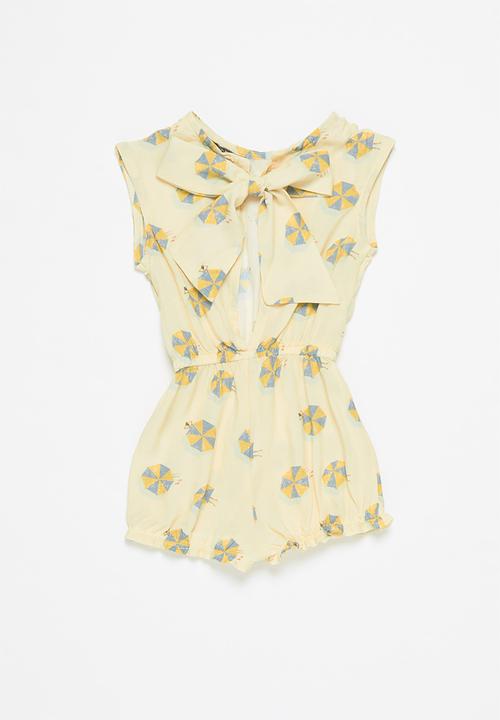 Sticky Fudge - Girls umbrella playsuit - multi