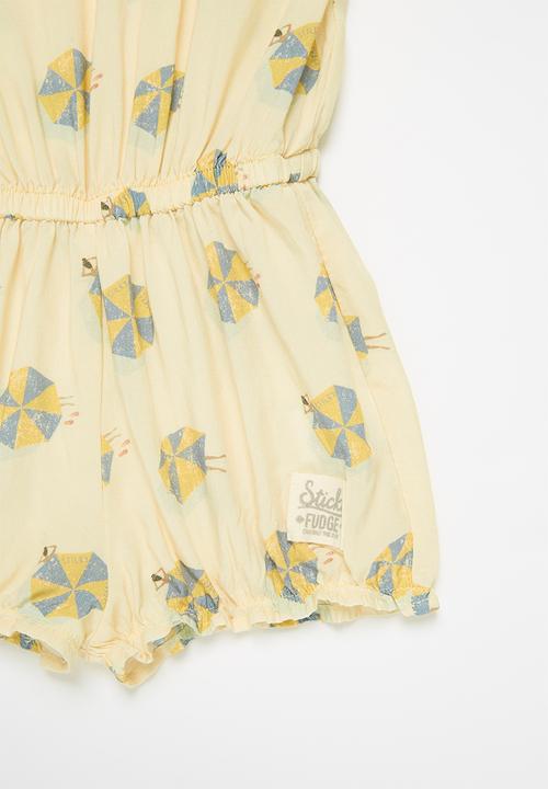Sticky Fudge - Girls umbrella playsuit - multi