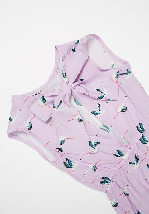 Sticky Fudge - Girls storks playsuit - lilac
