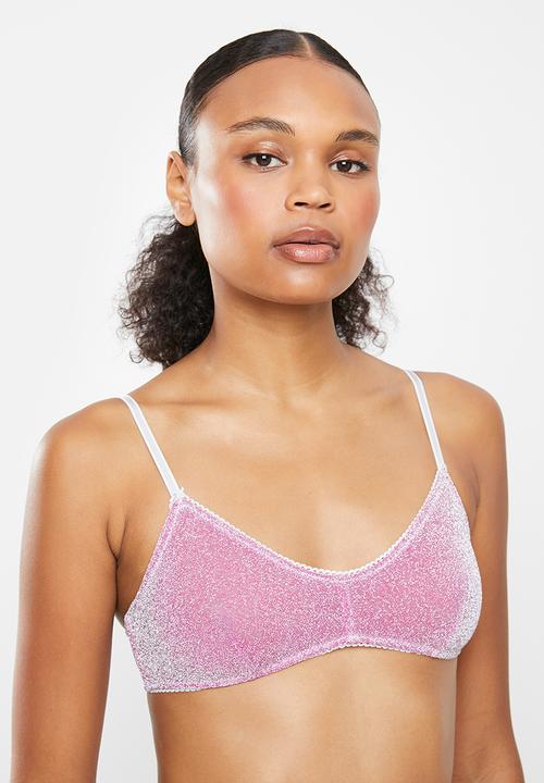 Cotton On - Holly sparkle bralette + brasiliano set - pink 