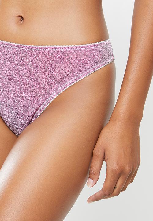 Cotton On - Holly sparkle bralette + brasiliano set - pink 
