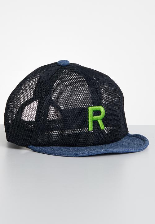 Pop Candy - Net detail cap - black & blue 