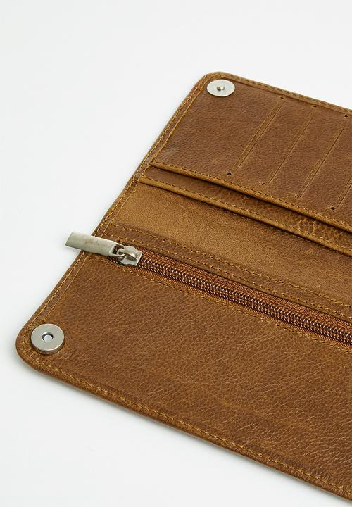 Superbalist - Leather double clip wallet - tan