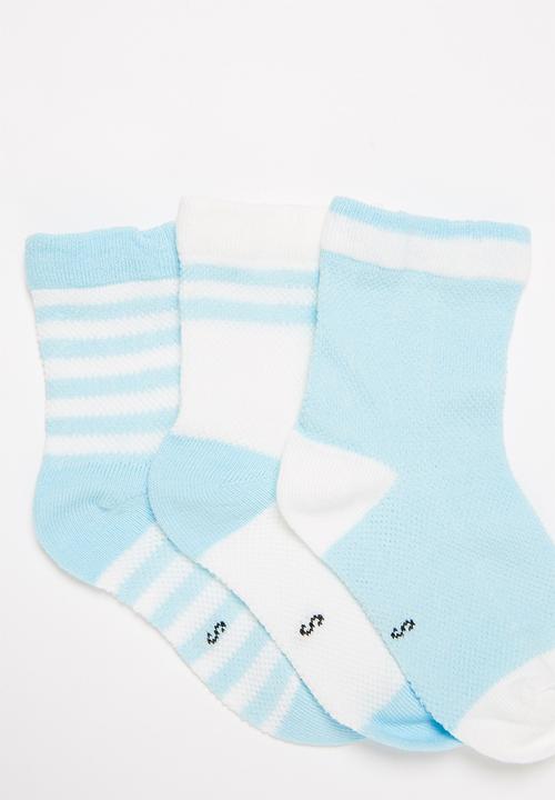 Pop Candy - Boys 5 pack socks - baby blue & white