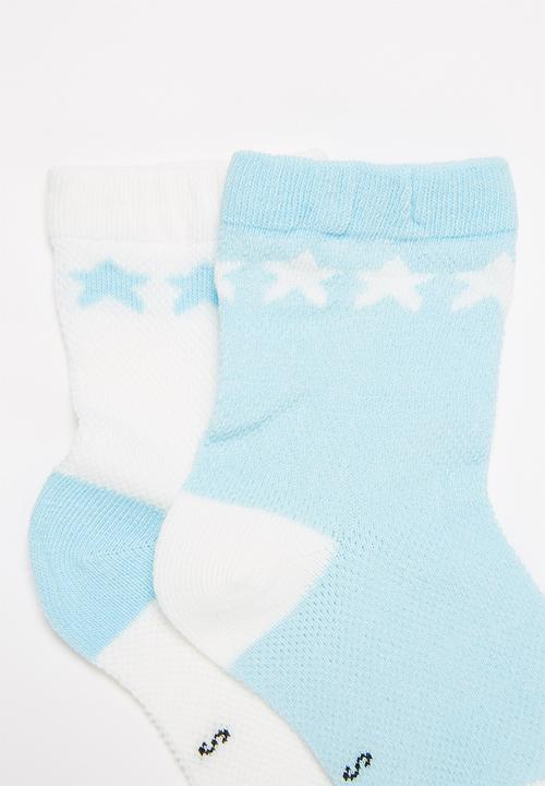 Pop Candy - Boys 5 pack socks - baby blue & white
