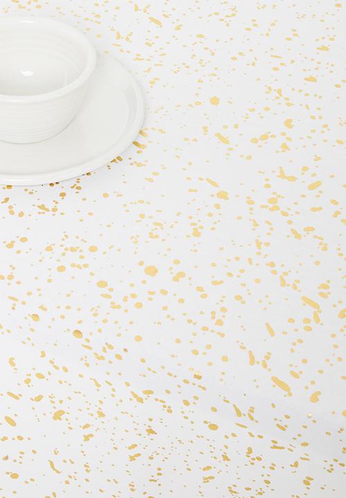 Excellent Houseware - Splatter table cloth - white & gold