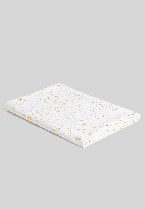 Excellent Houseware - Splatter table cloth - white & gold