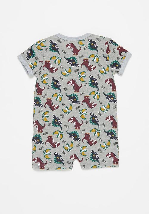 Pop Candy - Baby boys dino romper - grey