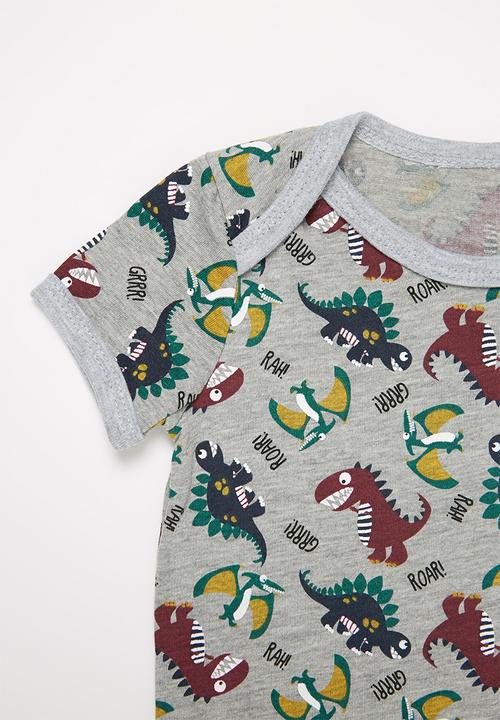 Pop Candy - Baby boys dino romper - grey