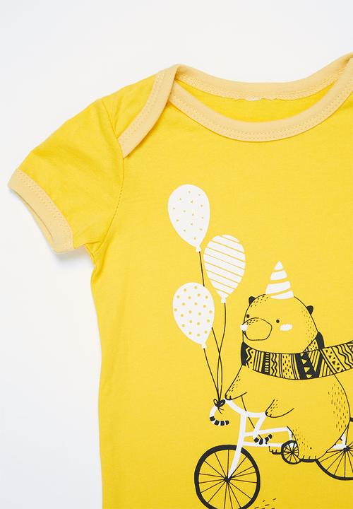 Pop Candy - Party bear romper - yellow