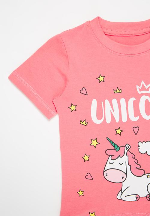 Pop Candy - Girls unicorn rainbow tee - pink