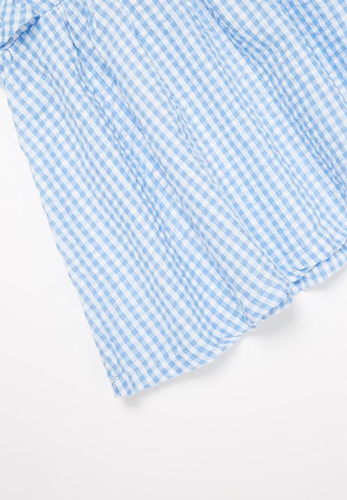 Pop Candy - Girls gingham ruffle dress - blue
