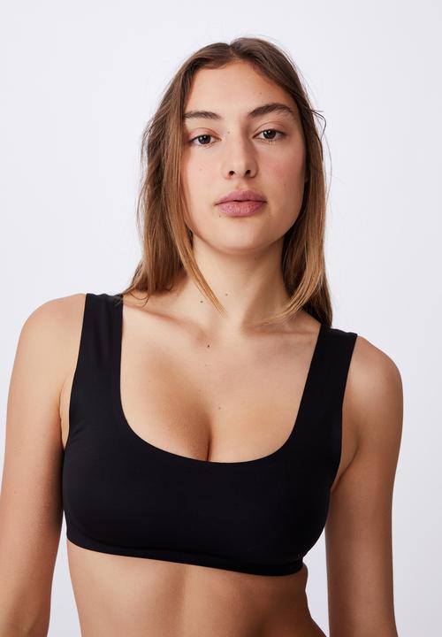 Cotton On - Everyday bonded crop - black