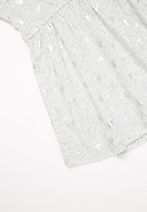Pop Candy - Girls printed tie sleeve dress - grey