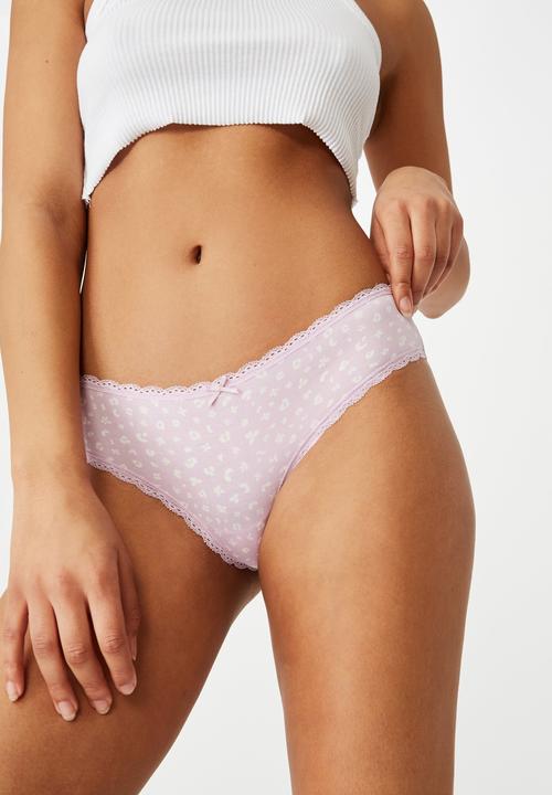 Cotton On - Charlotte lace trim brasiliano brief - mini ditsy leopard blossom
