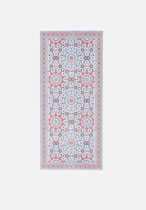 Tiled vinyl kitchen runner - multi