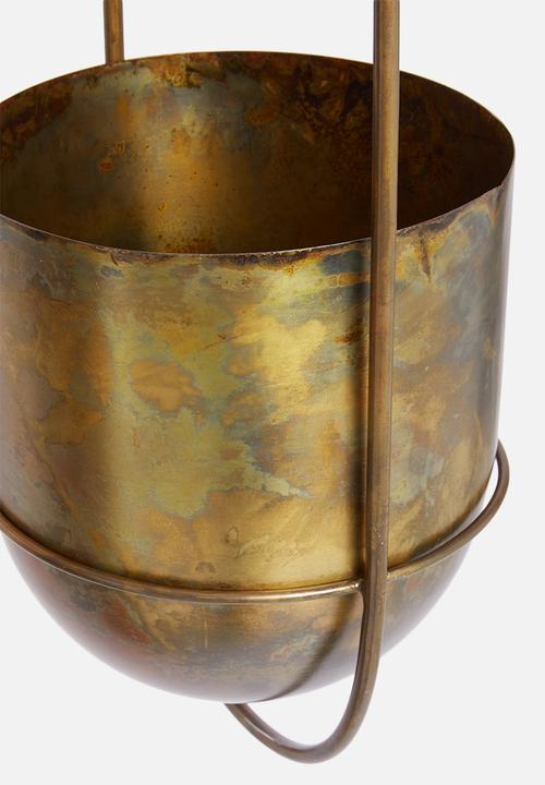 Sixth Floor - Hanging flower pot - brass