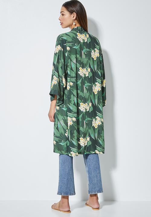 Superbalist - Midi shacket - tropical leafy print