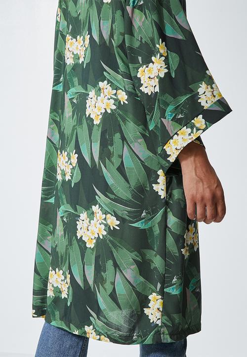 Superbalist - Midi shacket - tropical leafy print