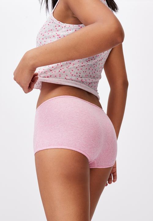 Cotton On - Cotton rib boyshort - strawberry milkshake marle